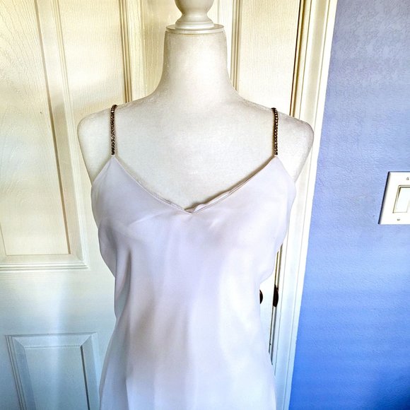 White Gown w/ Rhinestone-Studded Spaghetti Straps - Picture 5 of 9
